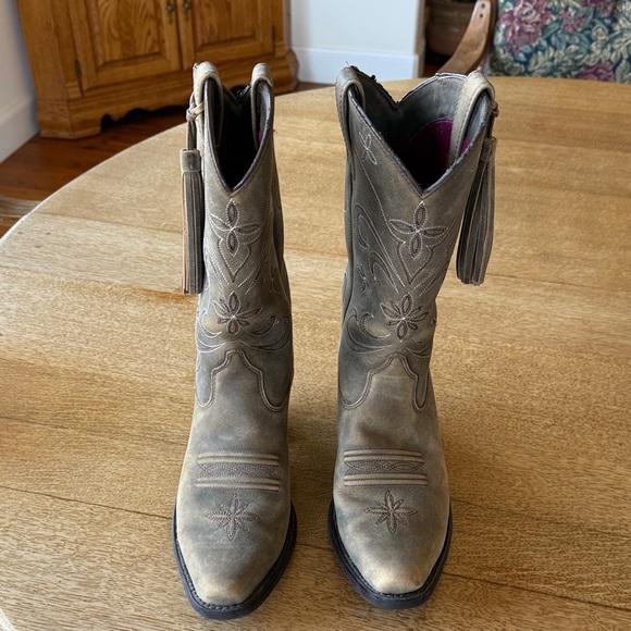 Ariat Shoes - Ariat Greyish-tan Suede Embroidered Heeled Boots